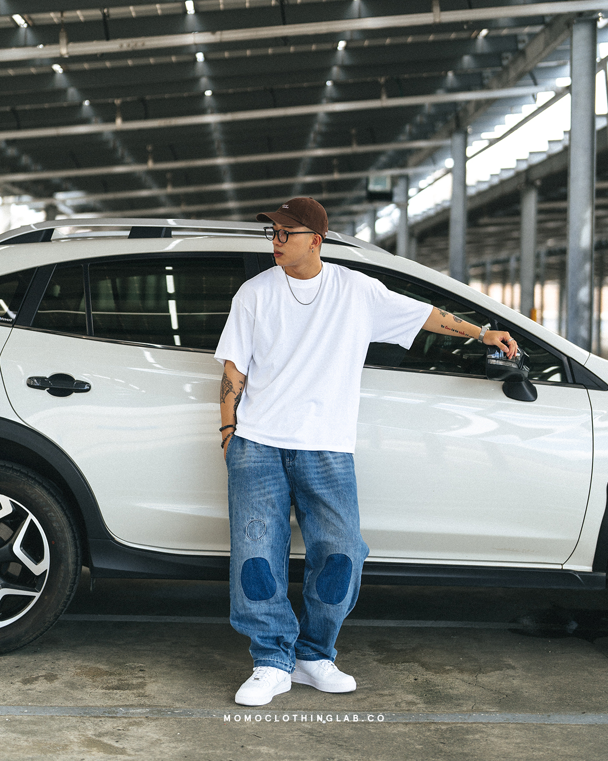 OurPick 日系復古拼接水洗牛仔褲