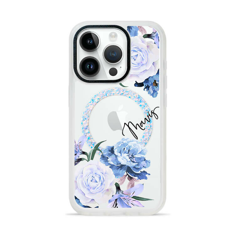藍紫玫瑰 膚感閃透殼 (MagSafe磁吸) (訂製名字) iPhone防摔手機殼