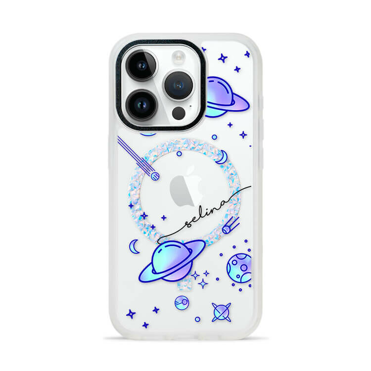 紫色星球 膚感閃透殼 (MagSafe磁吸) (訂製名字) iPhone防摔手機殼