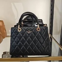 [S] KATE SPADE KH227 CAREY SMOOTH QUILTED SULLIVAN SATCHEL,BLACK, 196021471025 (SKS1202)
