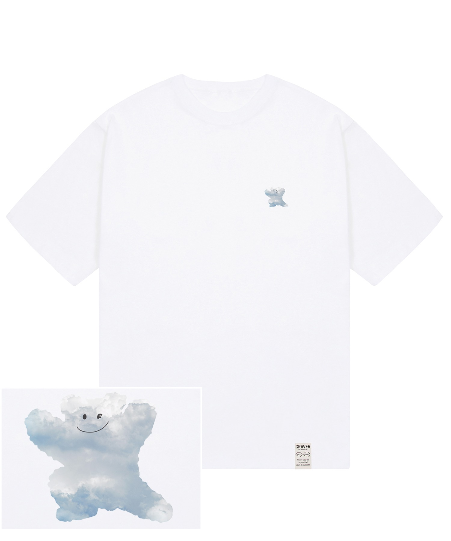韓國品牌｜Graver Small Cloud Bear Smile T-shirt ( 2 Colours )
