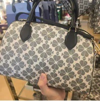 [S] KATE SPADE KI831 SPADE FLOWER LARGE DUFFLE CROSSBODY SPADEFLOWER PV,BLACK MULTI, 196021509834 (SKS1217)