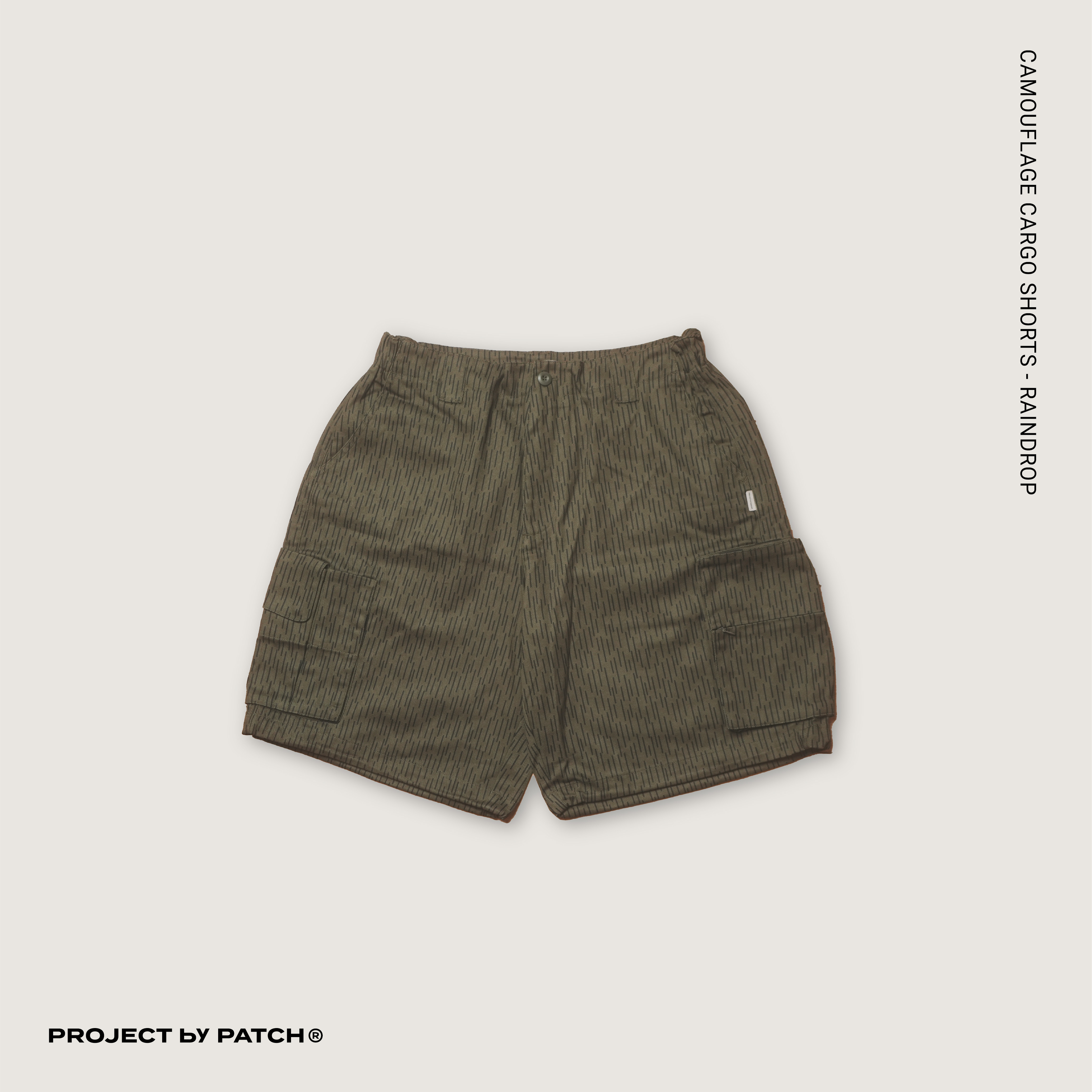 P.B.P -  CAMOUFLAGE CARGO SHORTS  - RAINDROP