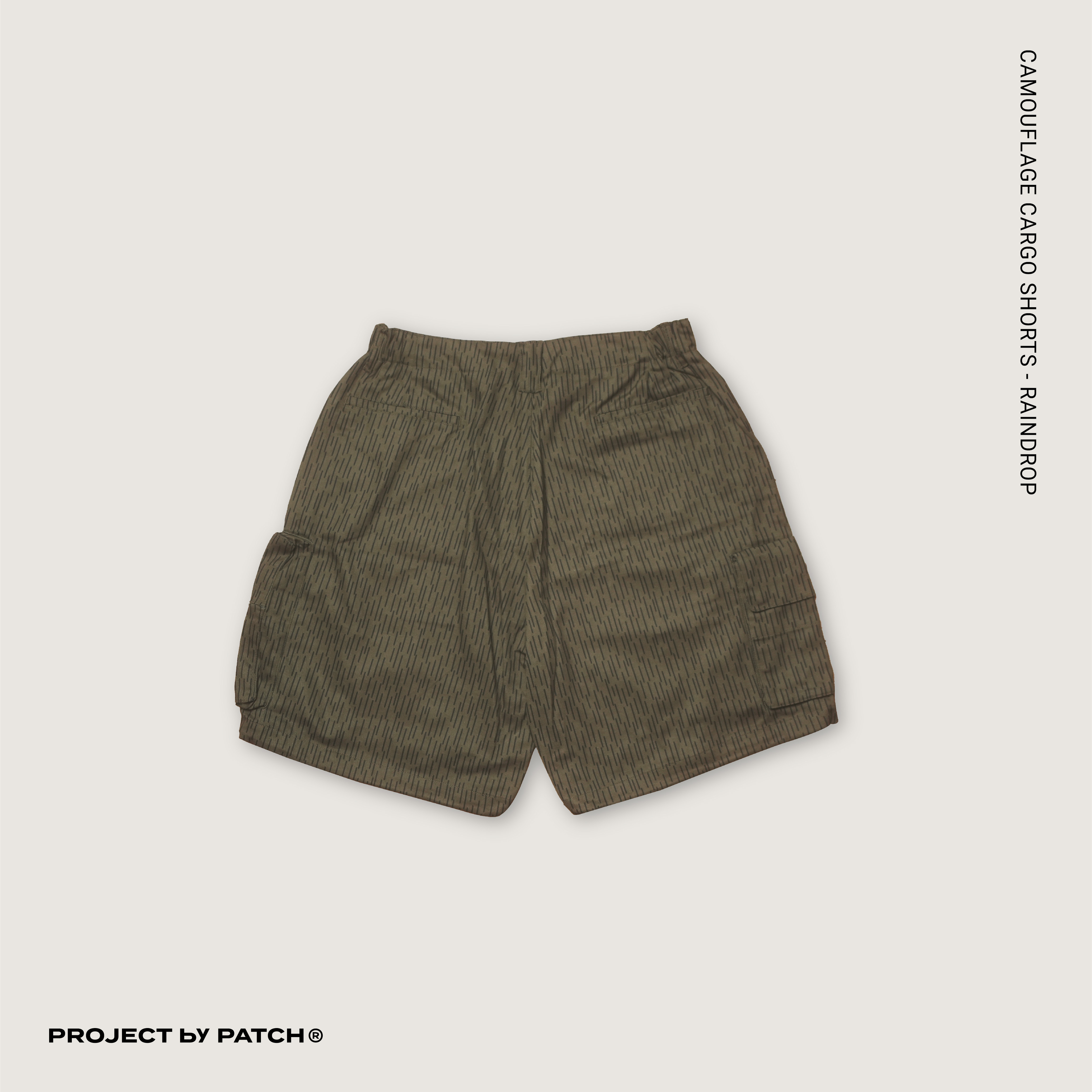 P.B.P -  CAMOUFLAGE CARGO SHORTS  - RAINDROP
