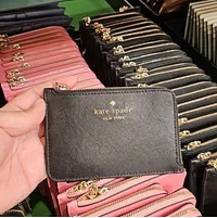 [S] KATE SPADE KG613 MADISON MED LZIP CARD HOLDER SAFF LEATHER,BLACK, 196021462870 (SKS1227)