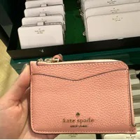 [S] KATE SPADE WLR00398 LEILA PEBBLED LEATHER SM CARD HOLDER WRLT,PEACHY ROS, 196021466120 (SKS1231)