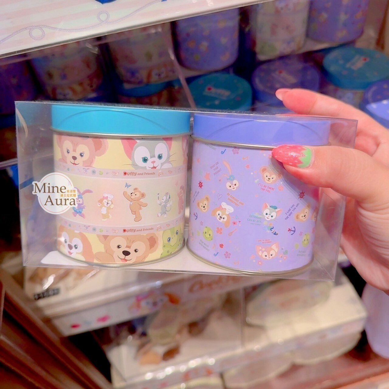 達菲 Duffy 與好友們 圖案 曲奇餅乾 橢圓桶 鐵盒 2入組 -香港迪士尼樂園