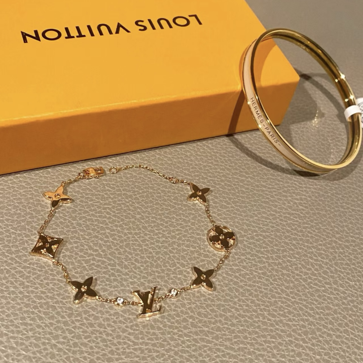 18k 小lv老花字母鑽一體式定製手鍊