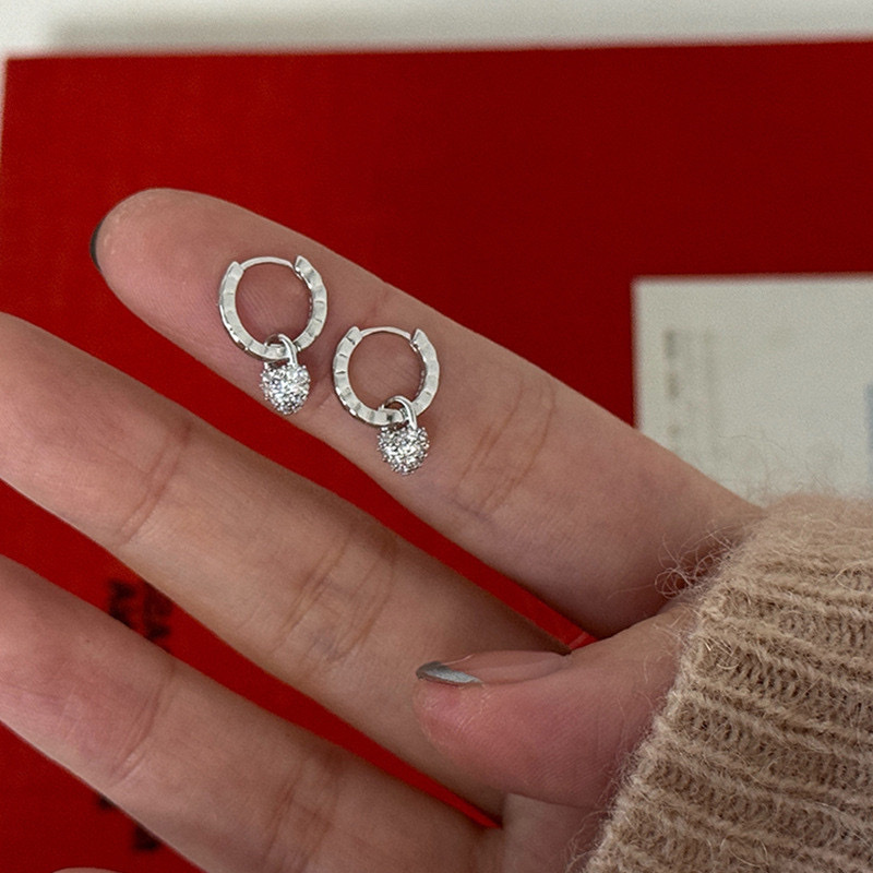 silver高級銀鑽愛心鎖頭 耳釦釘墜 /現貨1