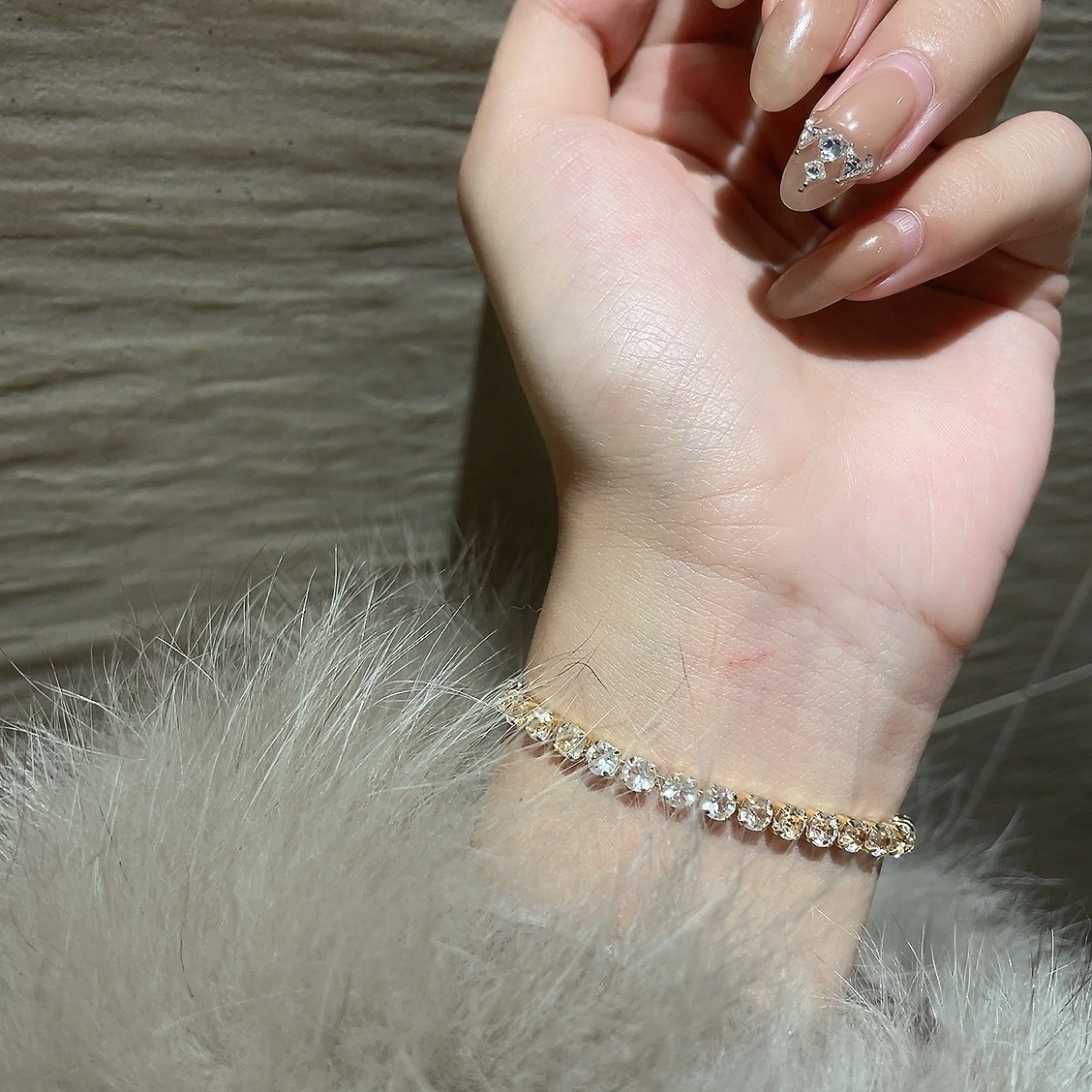 14k高奢華全鑽 基本搭配抽拉鏈手鍊/現貨