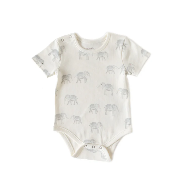Pehr│Short Sleeve Shoulder Snap One-Piece排扣包屁衣． Elephant