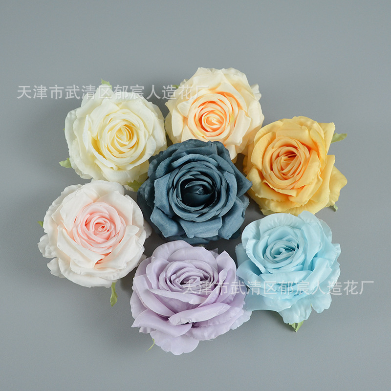 仿真絹布捲邊平安玫瑰花頭