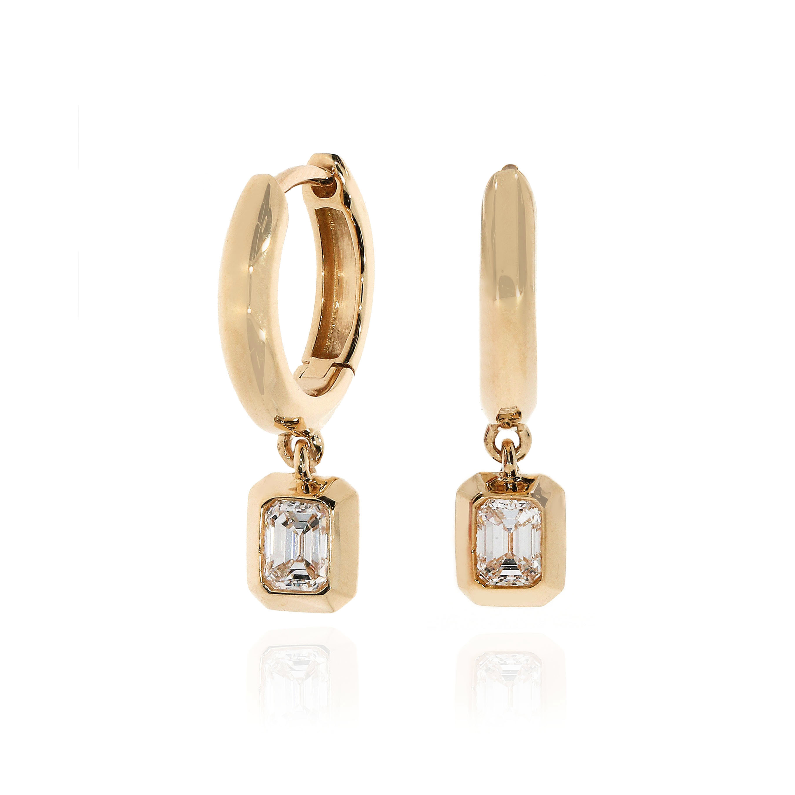 環抱系列 |18K紅金祖母綠切割鑽石垂墜款耳環