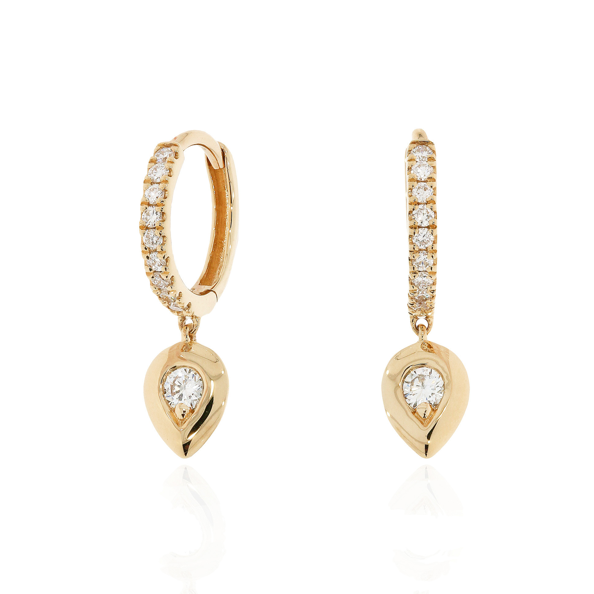 環抱系列 | 18K紅金鑽石垂墜款耳環