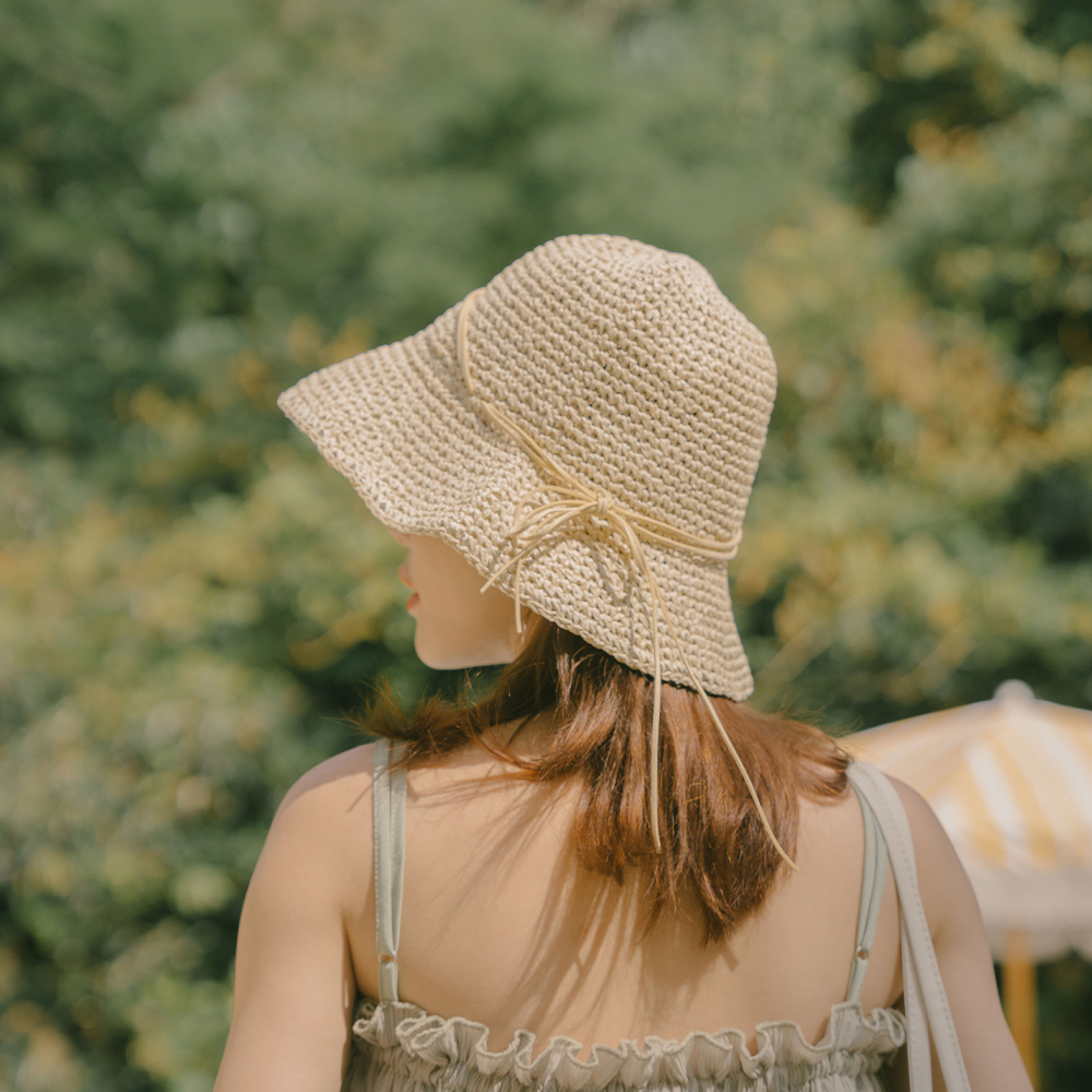 Straw fisherman's hat with bow tie and rope shape, sold in two colors【07020925】in stock+pre-order