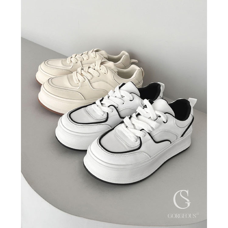 C01 現貨「全牛皮撞色小白鞋」