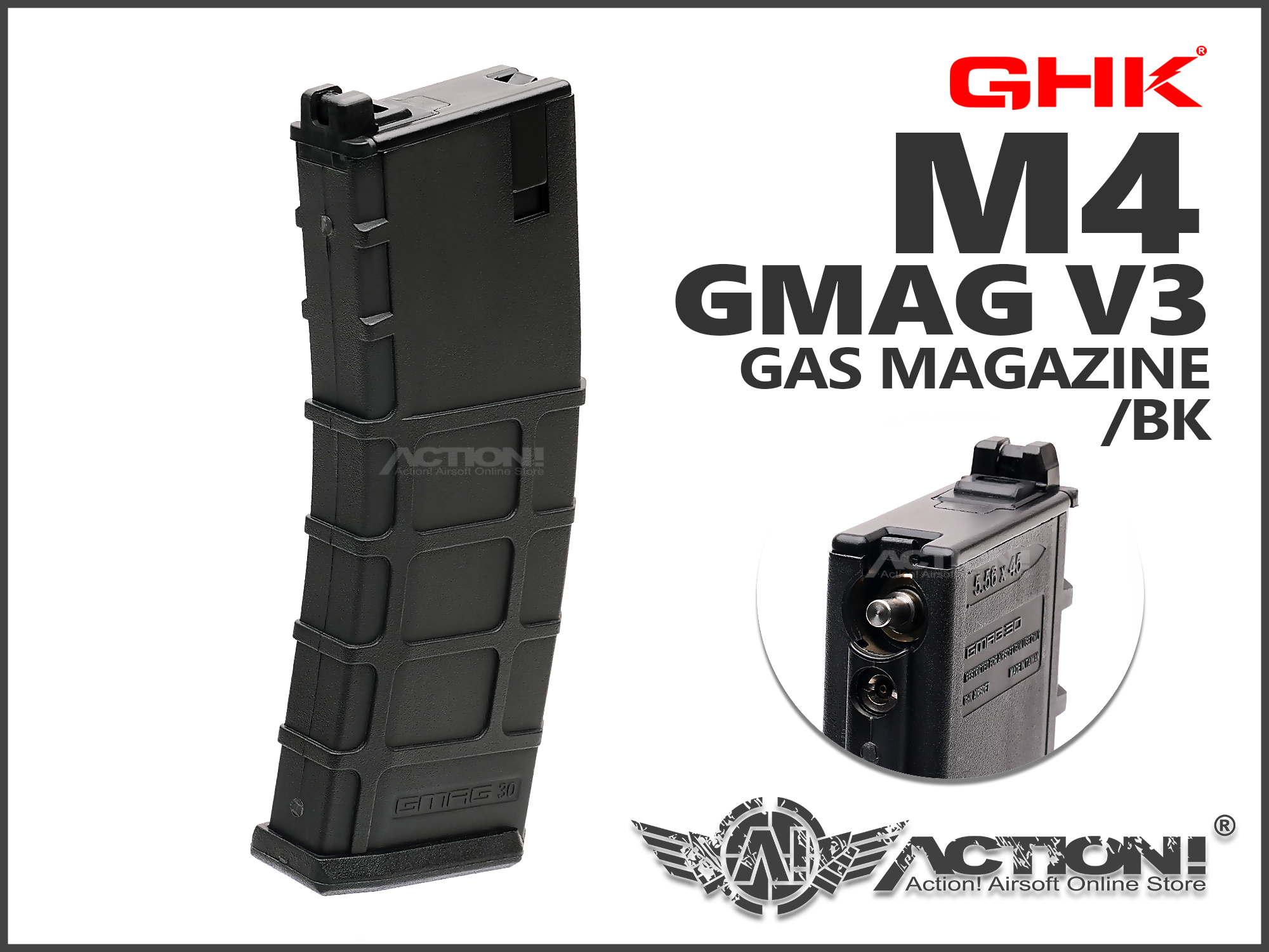 GHK - GMAG V3 35發輕量化GAS 瓦斯彈匣(黑色) GHK M4 /G5 GBB系列適用