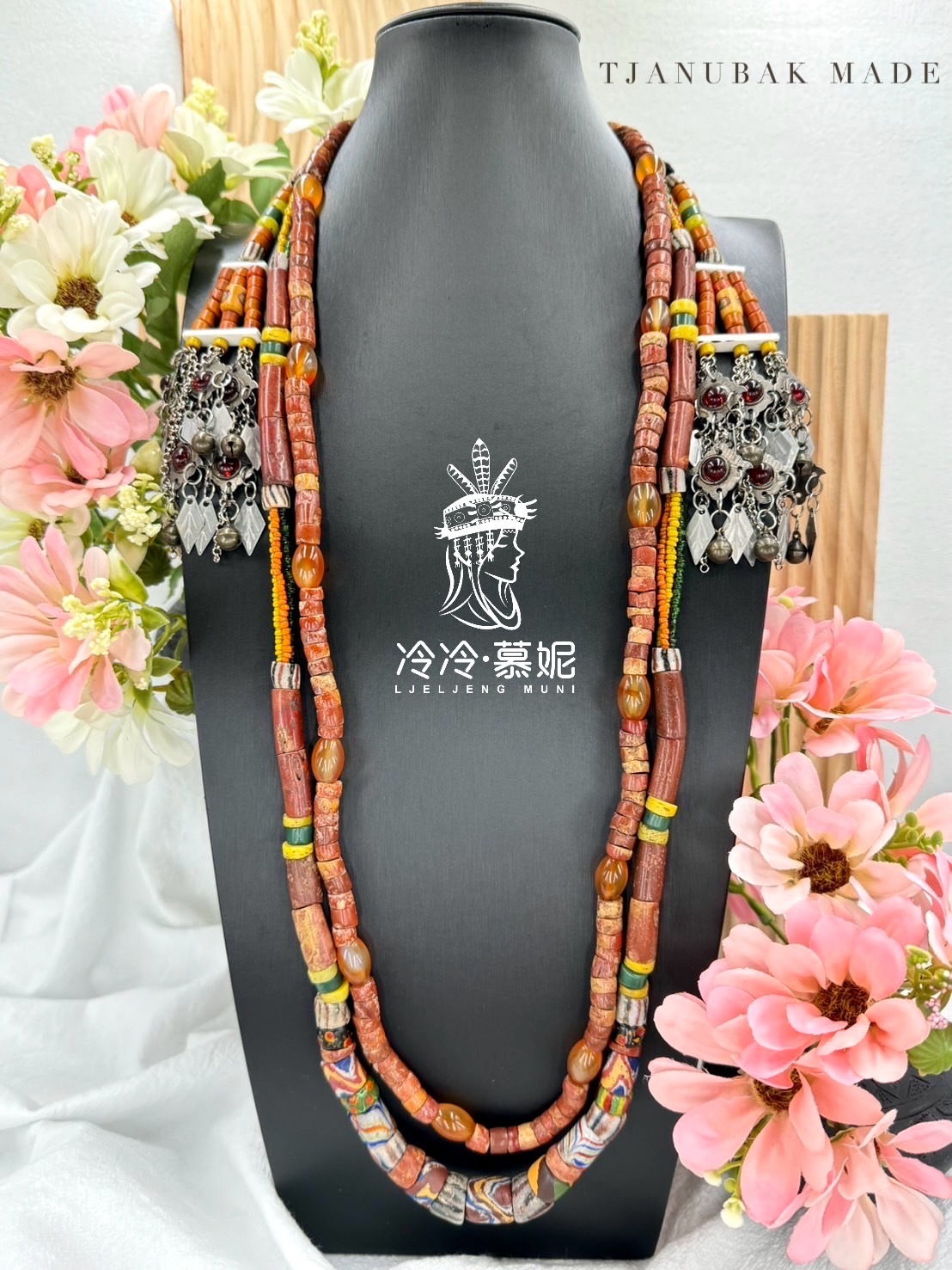 W-No.44傳統花珠兩條式複串長鍊84cm