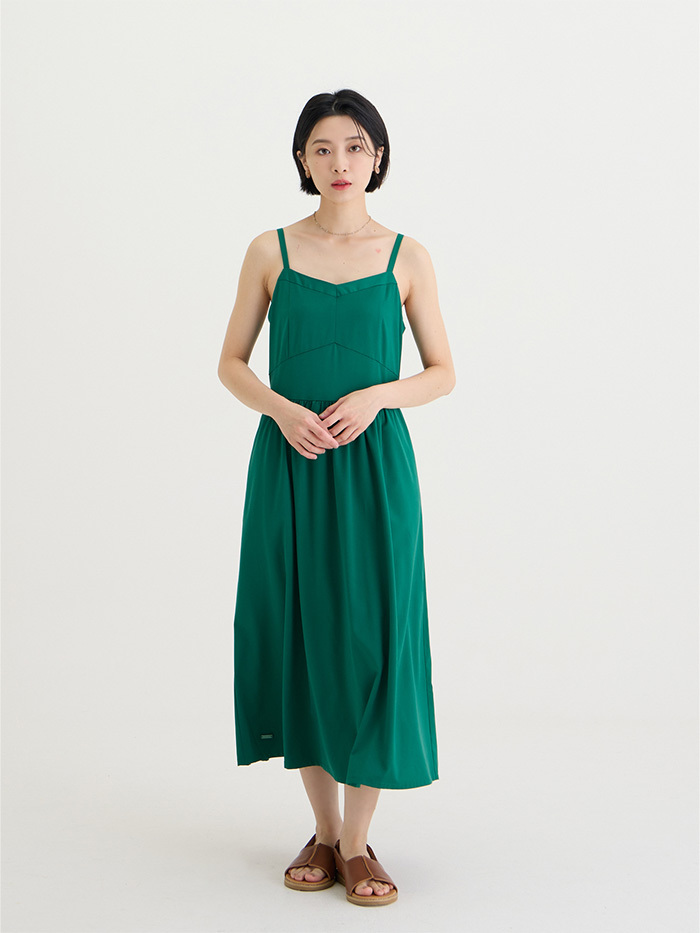 Luna剪接軟洋裝-草葉