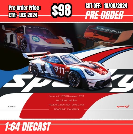 PO-$98  * Sparky * 1:64 Porsche 911(992) Rennsport #911(Tiny Exclusive) [OD31/07]