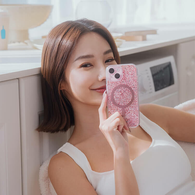 休閒女孩 玫瑰金貝拉殼 (MagSafe兼容) - (訂製名字) iPhone客製化手機殼