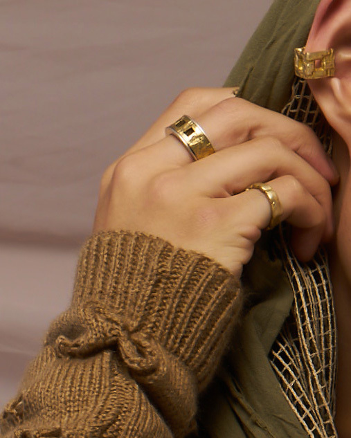 RECOVERY 窗殿雙色戒指 (925純銀｜黃銅)