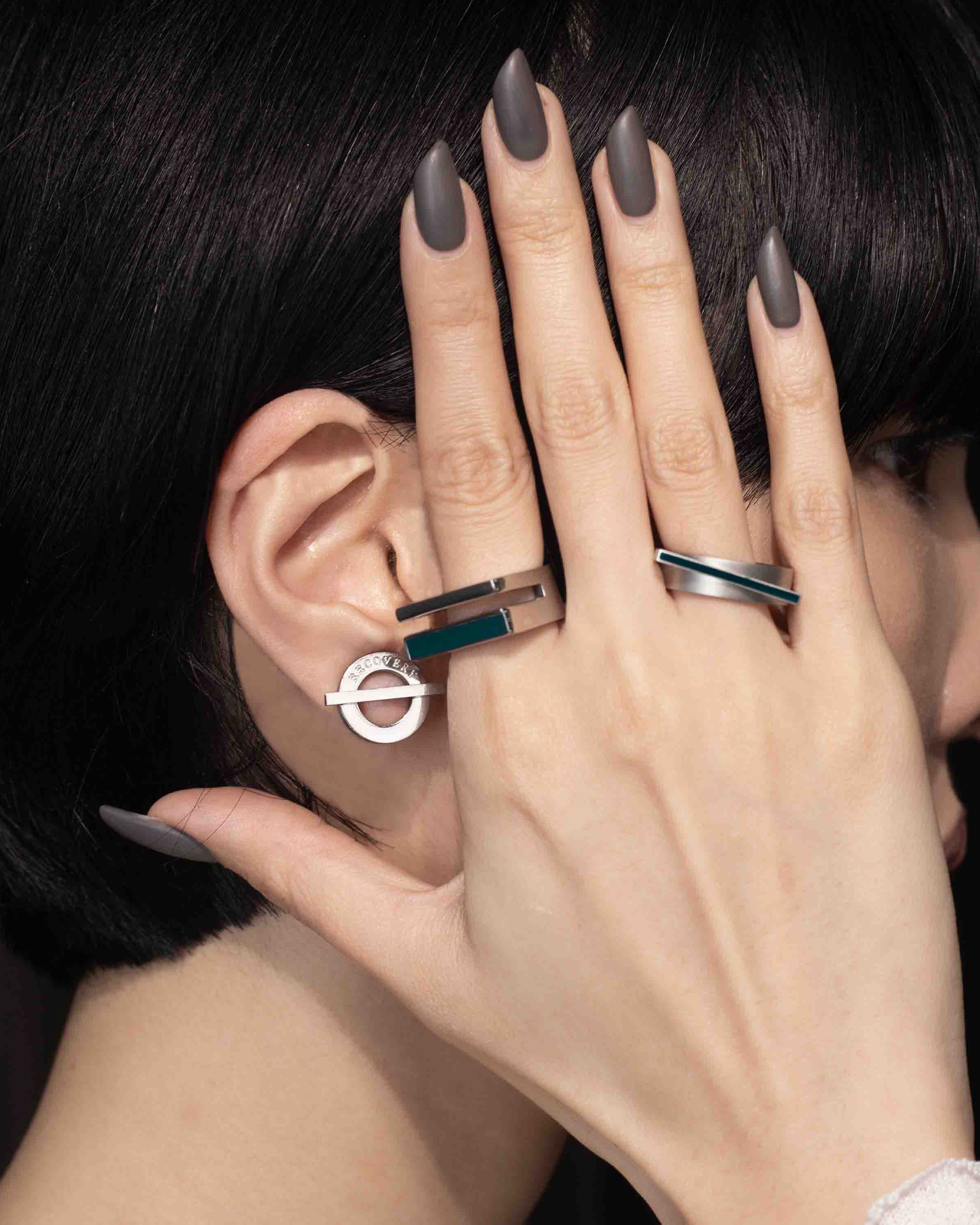 RECOVERY 方圓建構戒指 (霧銀綠)