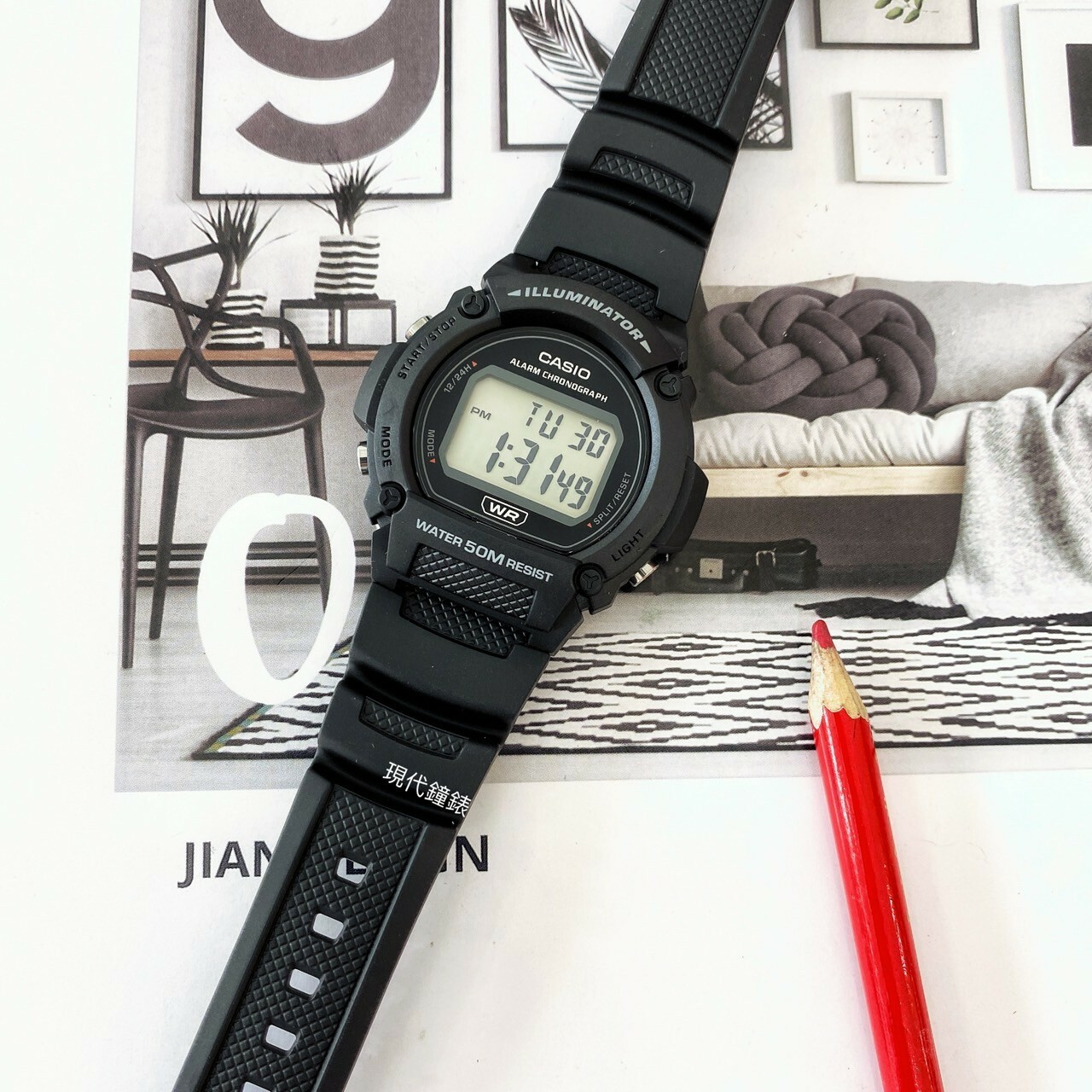 【CASIO 卡西歐】新潮數位橡膠腕錶 W-219H-1A 47.1mm 現代鐘錶