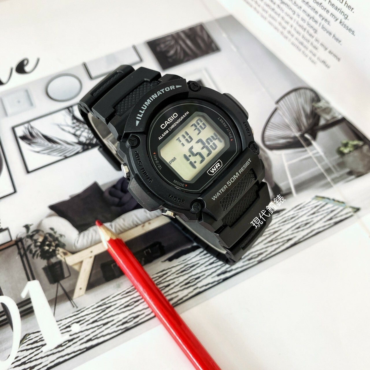 【CASIO 卡西歐】新潮數位橡膠腕錶 W-219H-1A 47.1mm 現代鐘錶