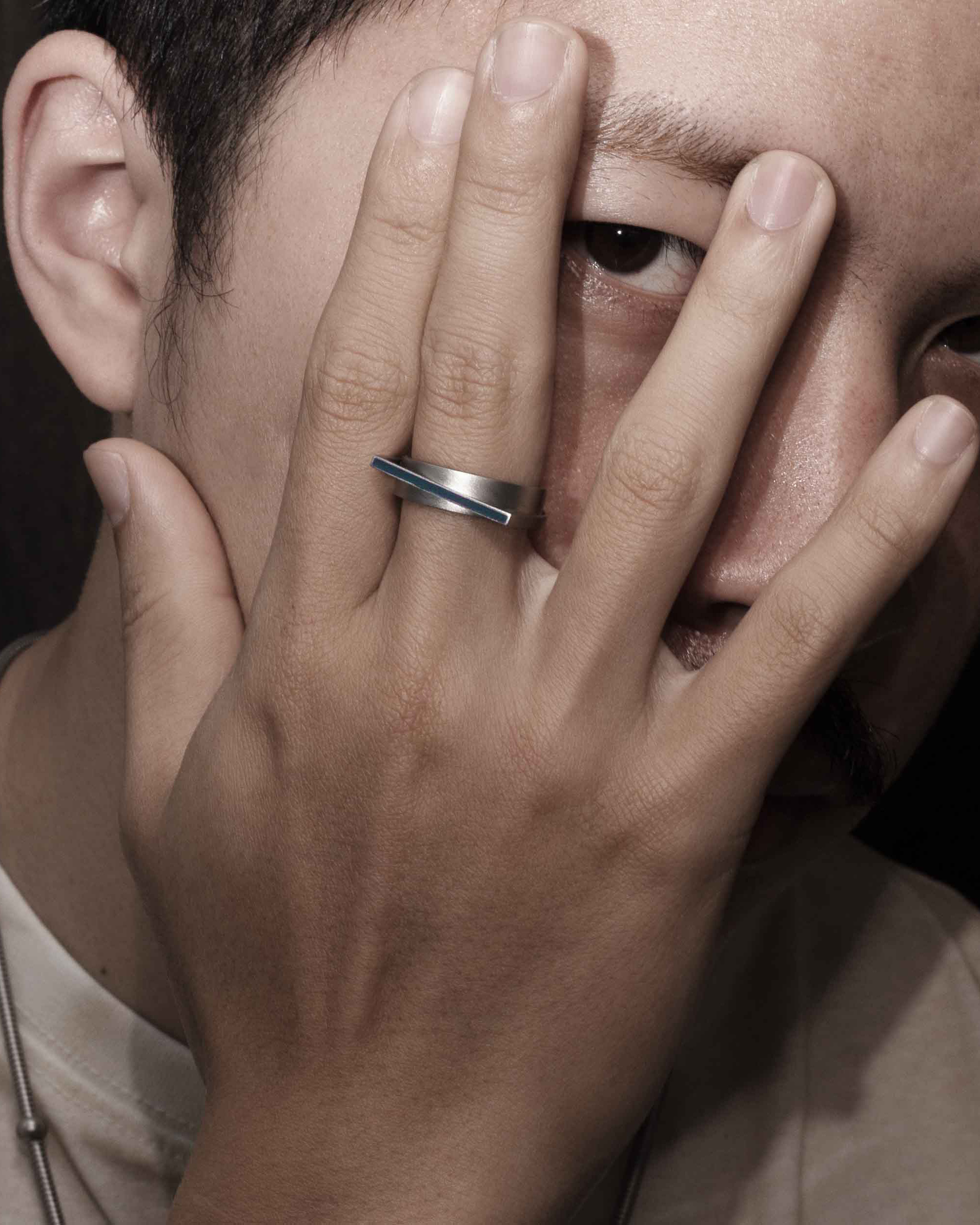 RECOVERY 方圓建構戒指 (霧銀藍)