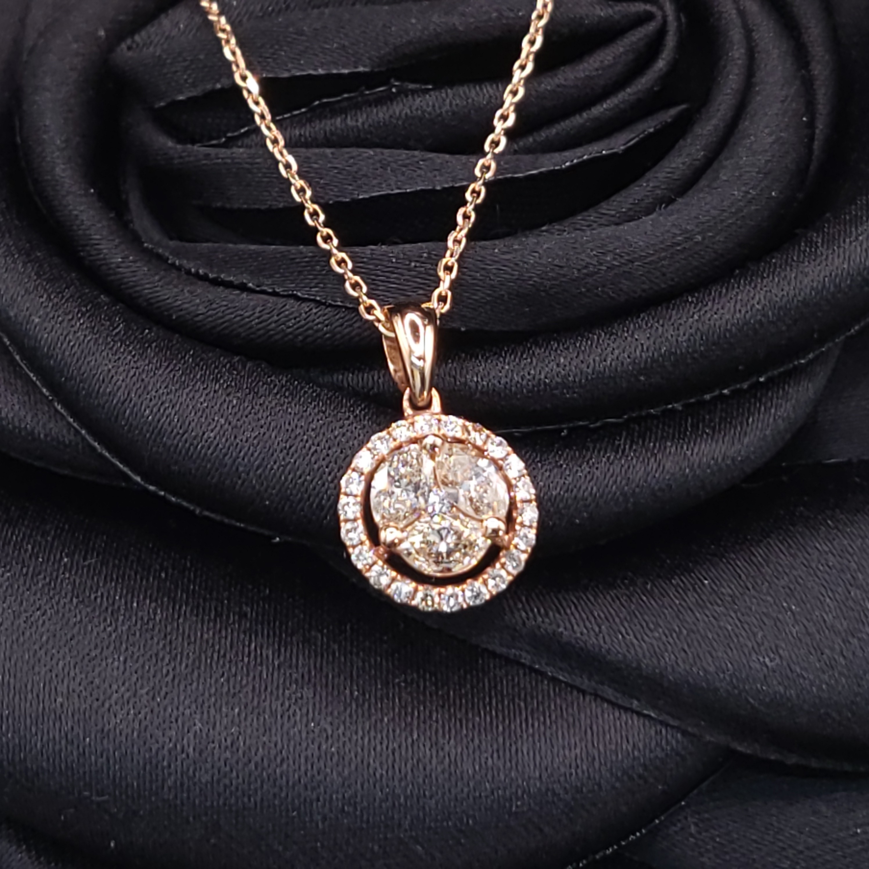 全新18K玫瑰金79份鑽石吊墜