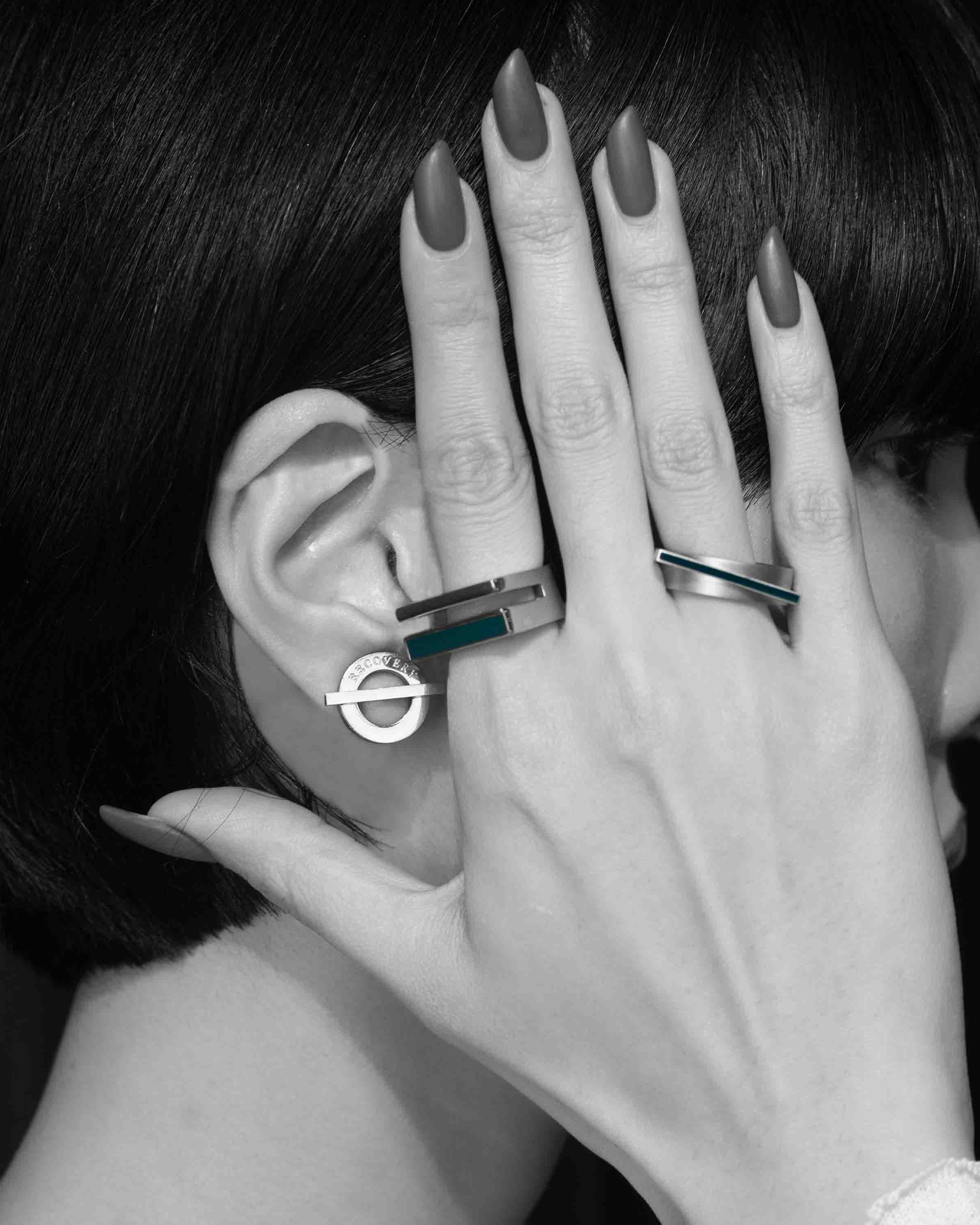 RECOVERY 分割形變戒指(亮銀藍)