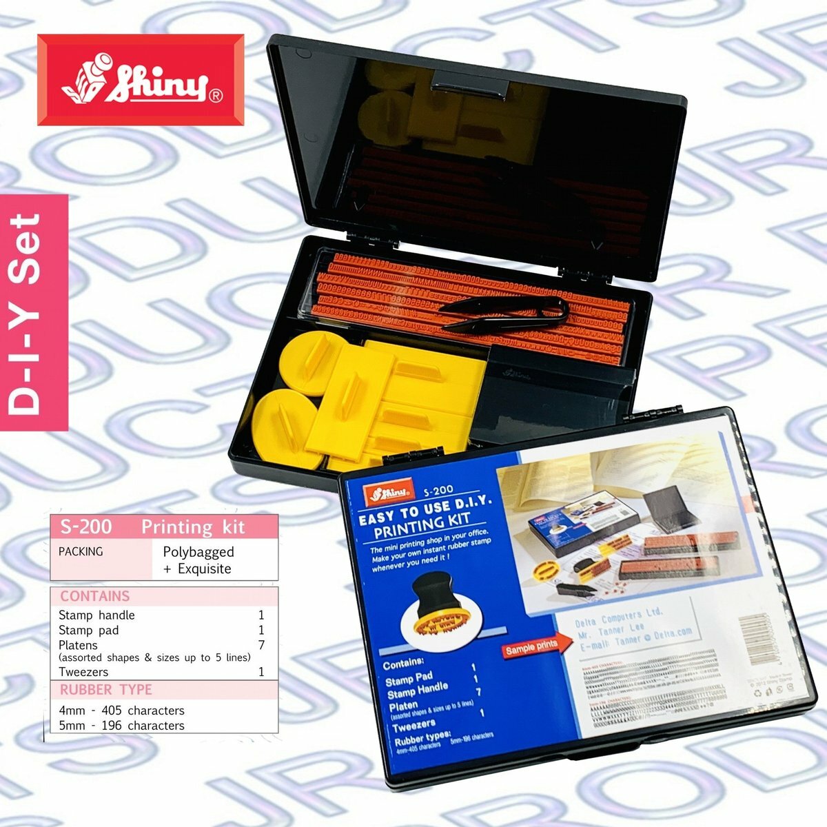 Shiny - 台灣 Shiny® S-200 D.I.Y.字粒組合印章, 4mm 及 5mm《香港行貨》- 1 套