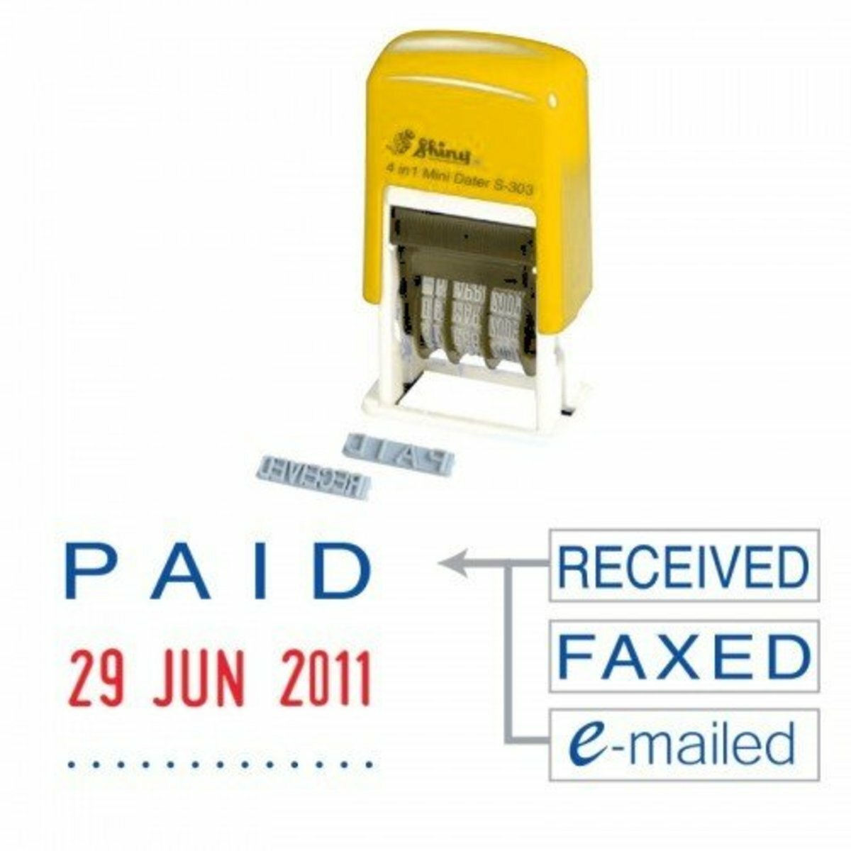Shiny - 台灣 Shiny® S-303 4合1雙色迷你日期 印章, 4款藍字樣+紅日期《香港行貨》- 1 個