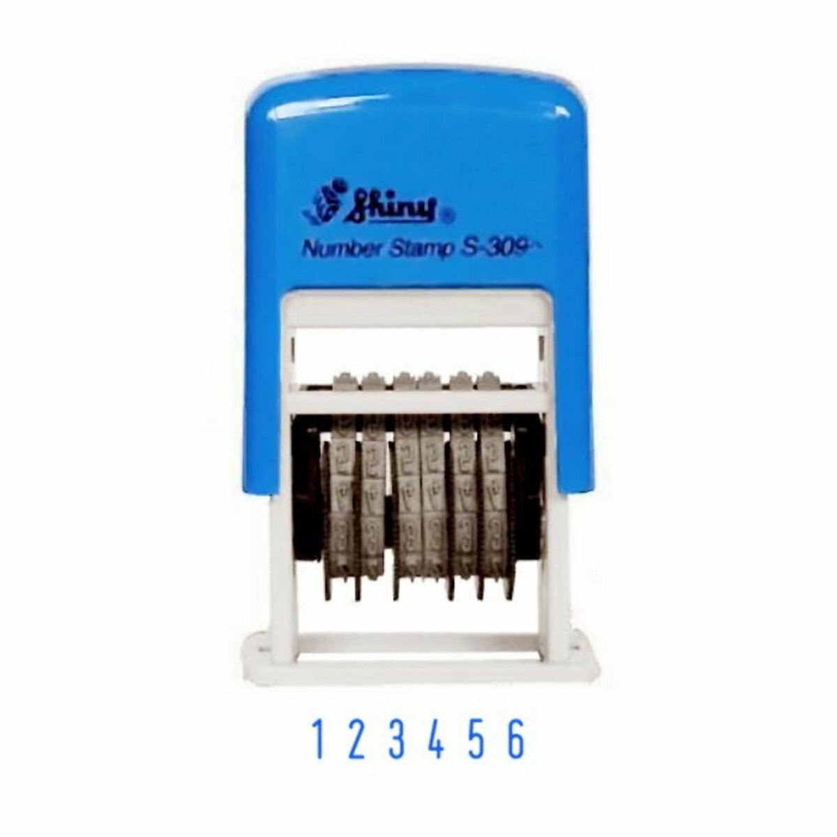 Shiny - 台灣 Shiny® S-309 號碼 印章, 6個藍色數位 3mm《香港行貨》- 1 個