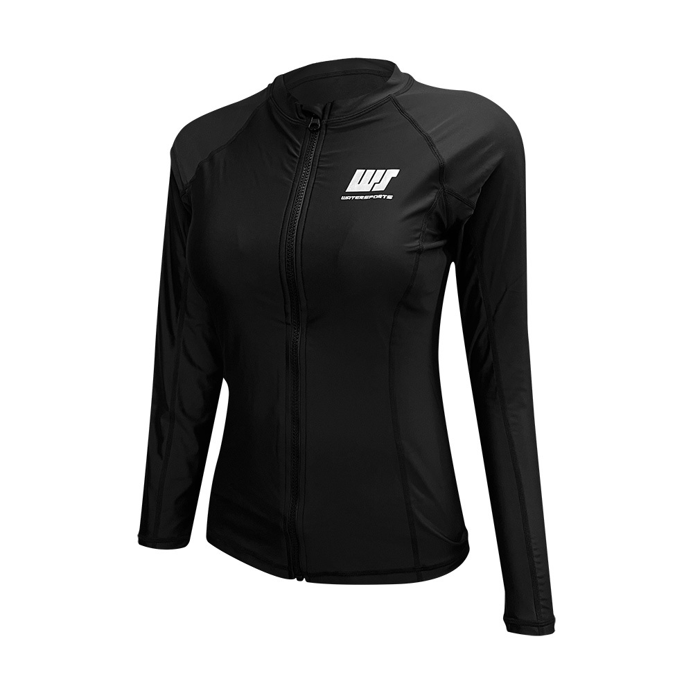 女士長袖游泳防曬夾克內襯運動內衣 - 黑