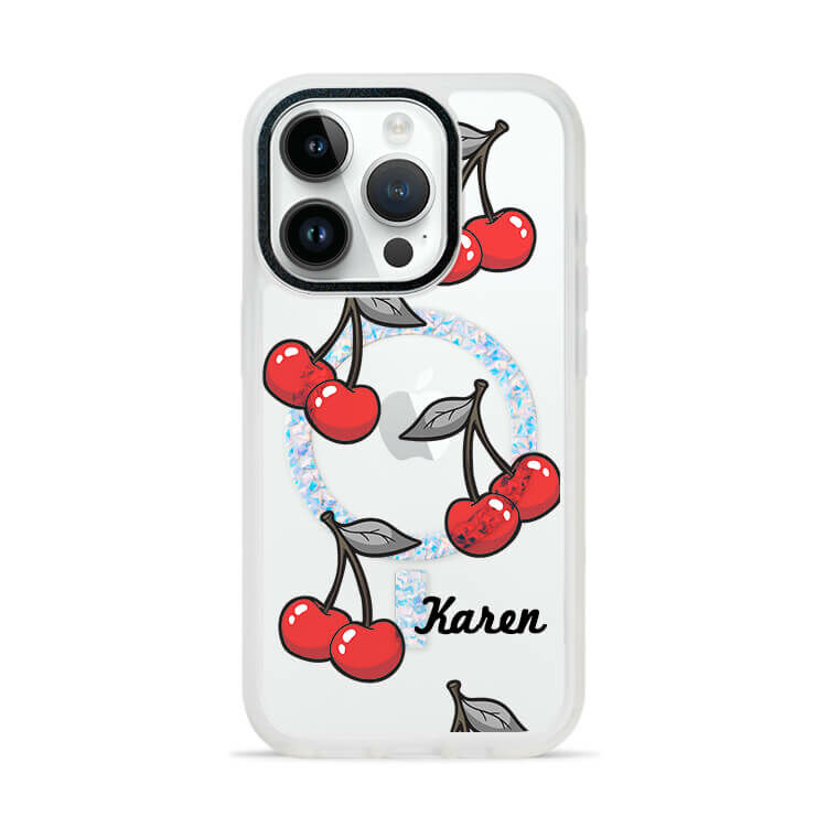 可口櫻桃 膚感閃透殼 (MagSafe磁吸) (訂製名字) iPhone防摔手機殼