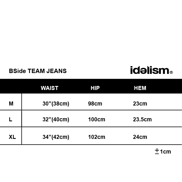 idealism x bside collaborations" BSide TEAM JEANS "黑色單寧長褲【ID24096】