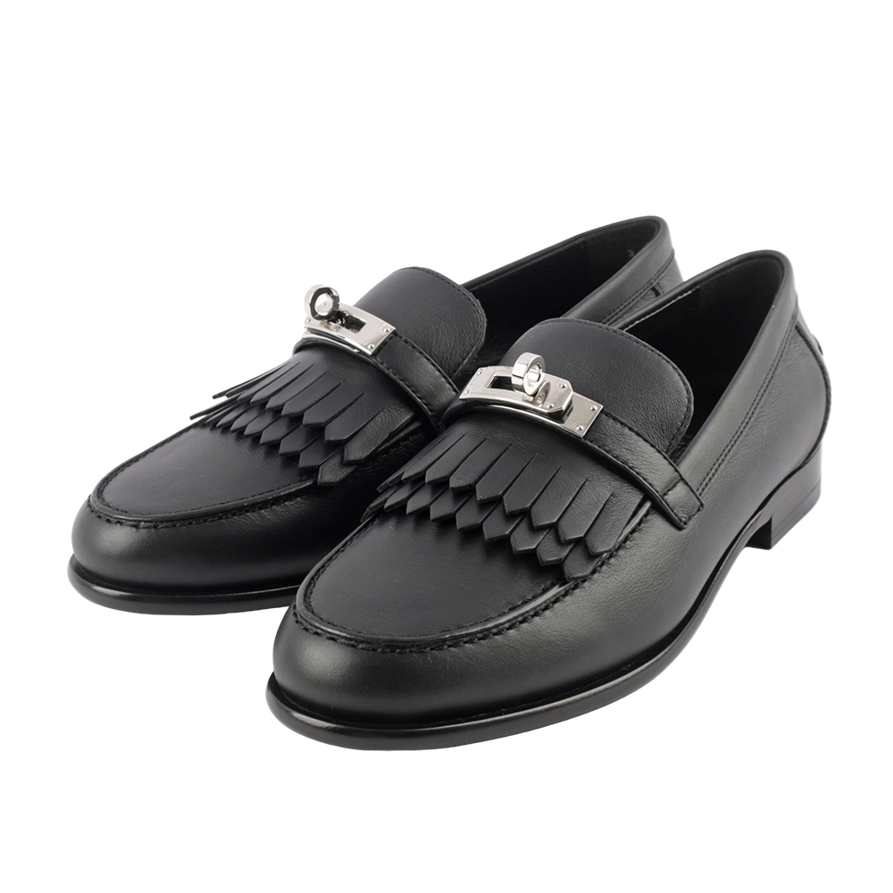 【Hermès】Destin Kelly 鞋釦流蘇造型樂福鞋 37