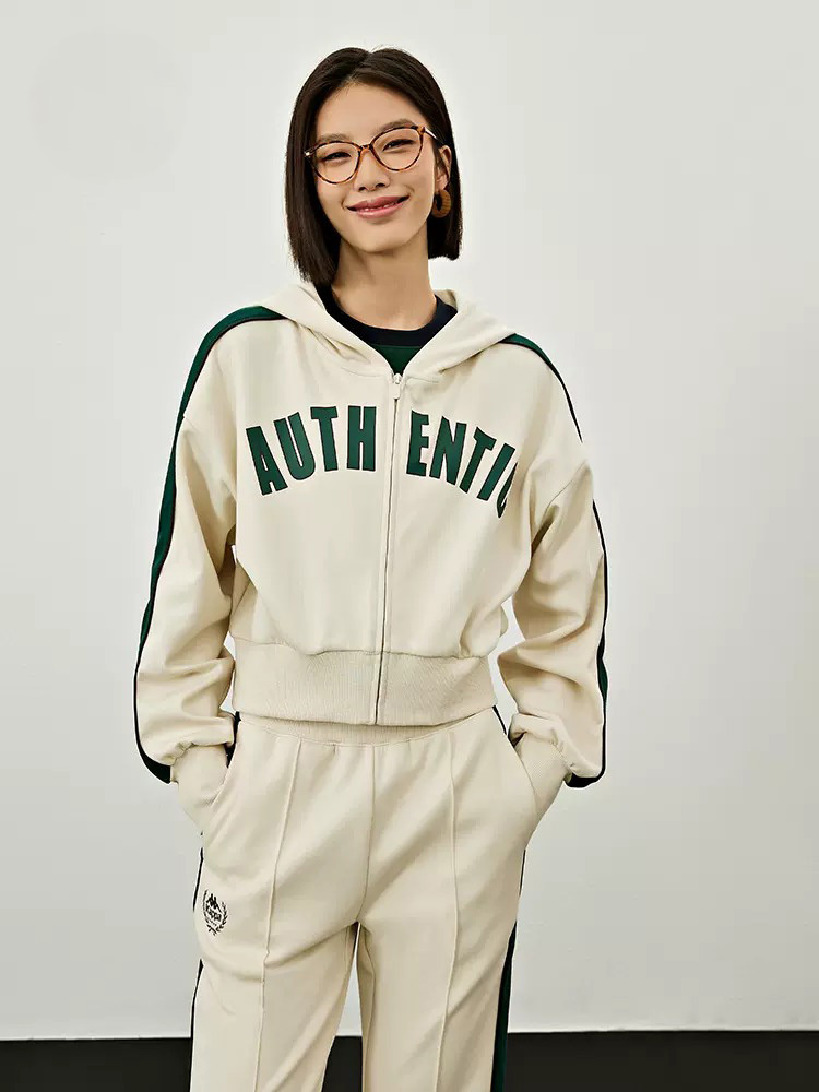 女款 復古運動短版連帽外套