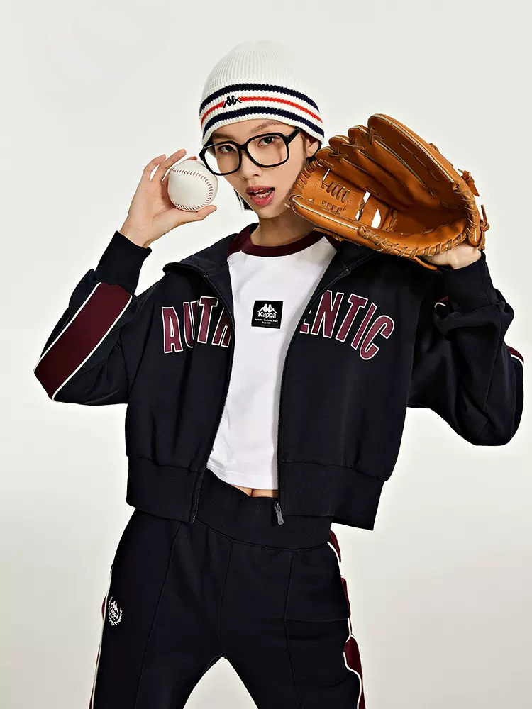 女款 復古運動短版連帽外套