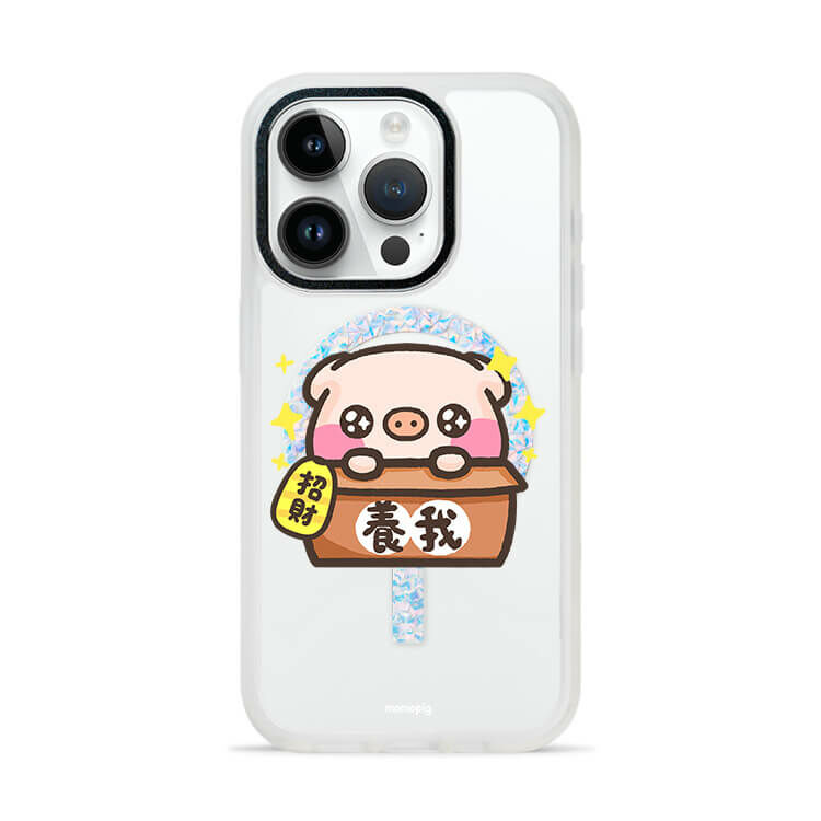 【授權聯名】養我會招財 膚感閃透殼 (MagSafe磁吸) (訂製名字) iPhone防摔手機殼