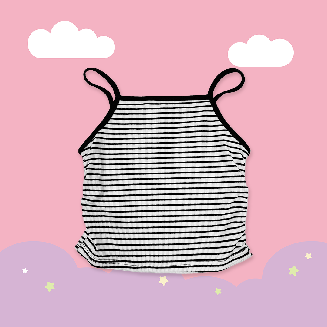 こ♡こ 細肩抓皺條紋背心