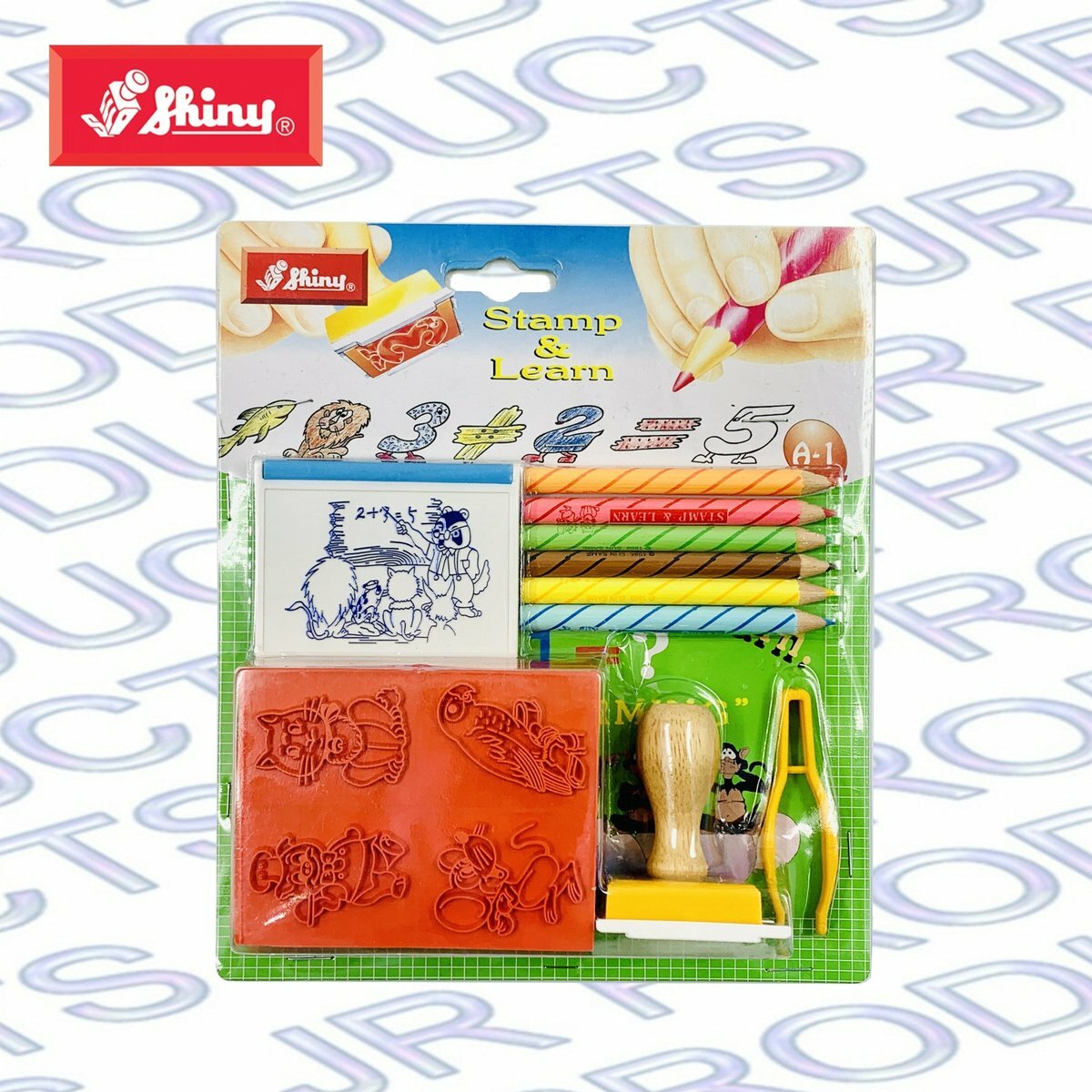 Shiny - 台灣 Shiny® 兒童填色學習印章套裝, 動物圖案 #A1《香港行貨》- 1 套