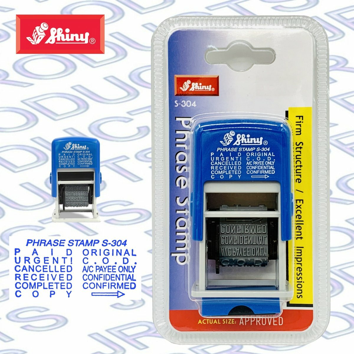 Shiny - 台灣 Shiny® S-304 12合1 字樣 印章, 3mm 藍色《香港行貨》-1 個