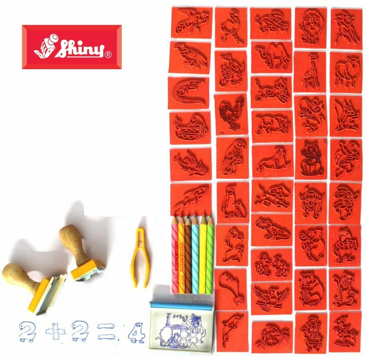 Shiny - 台灣 Shiny® 兒童填色學習印章套裝, 動物圖案 #A1《香港行貨》- 1 套