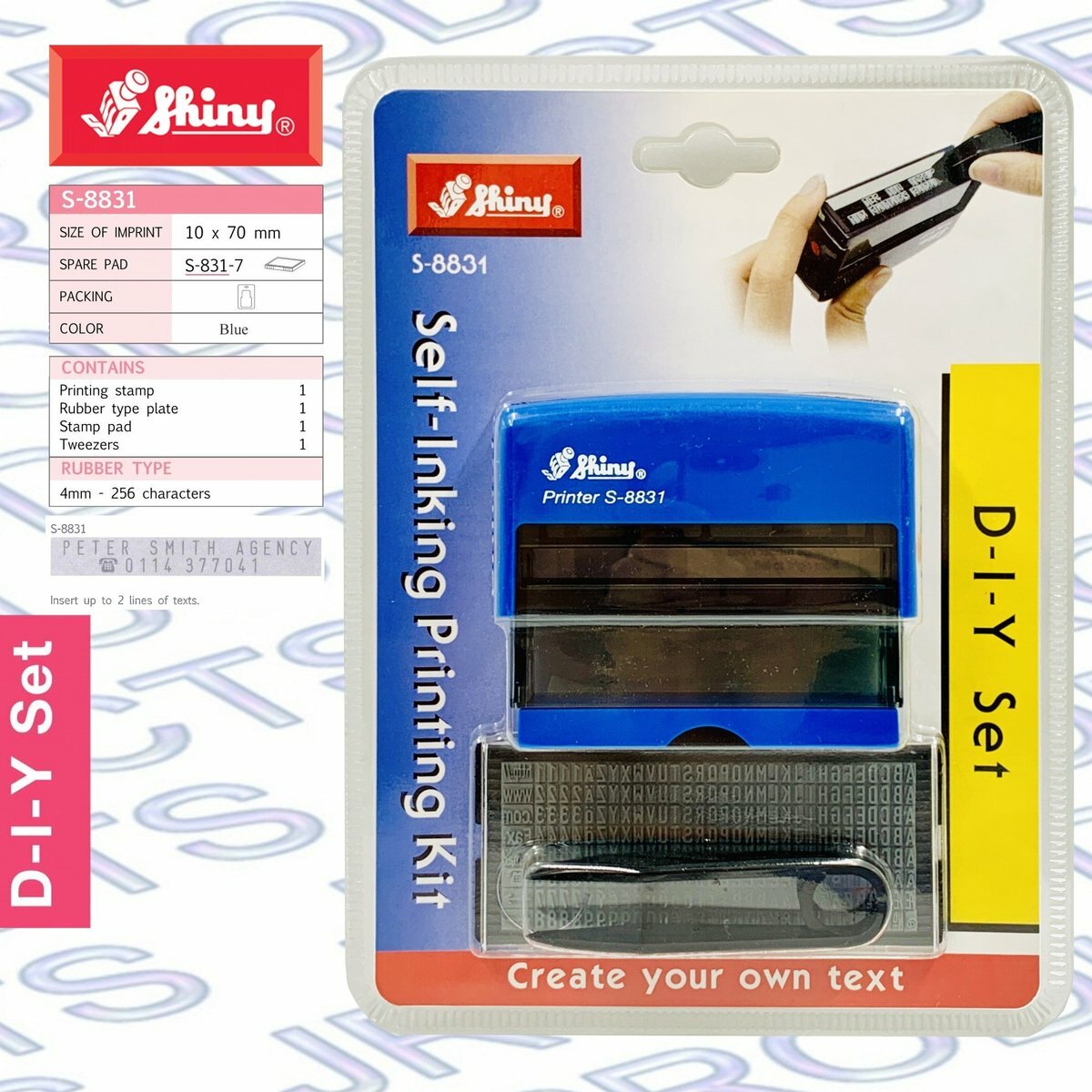 Shiny - 台灣 Shiny® S-8831 D.I.Y.字粒組合印章, 4mm 藍色《香港行貨》- 1 套