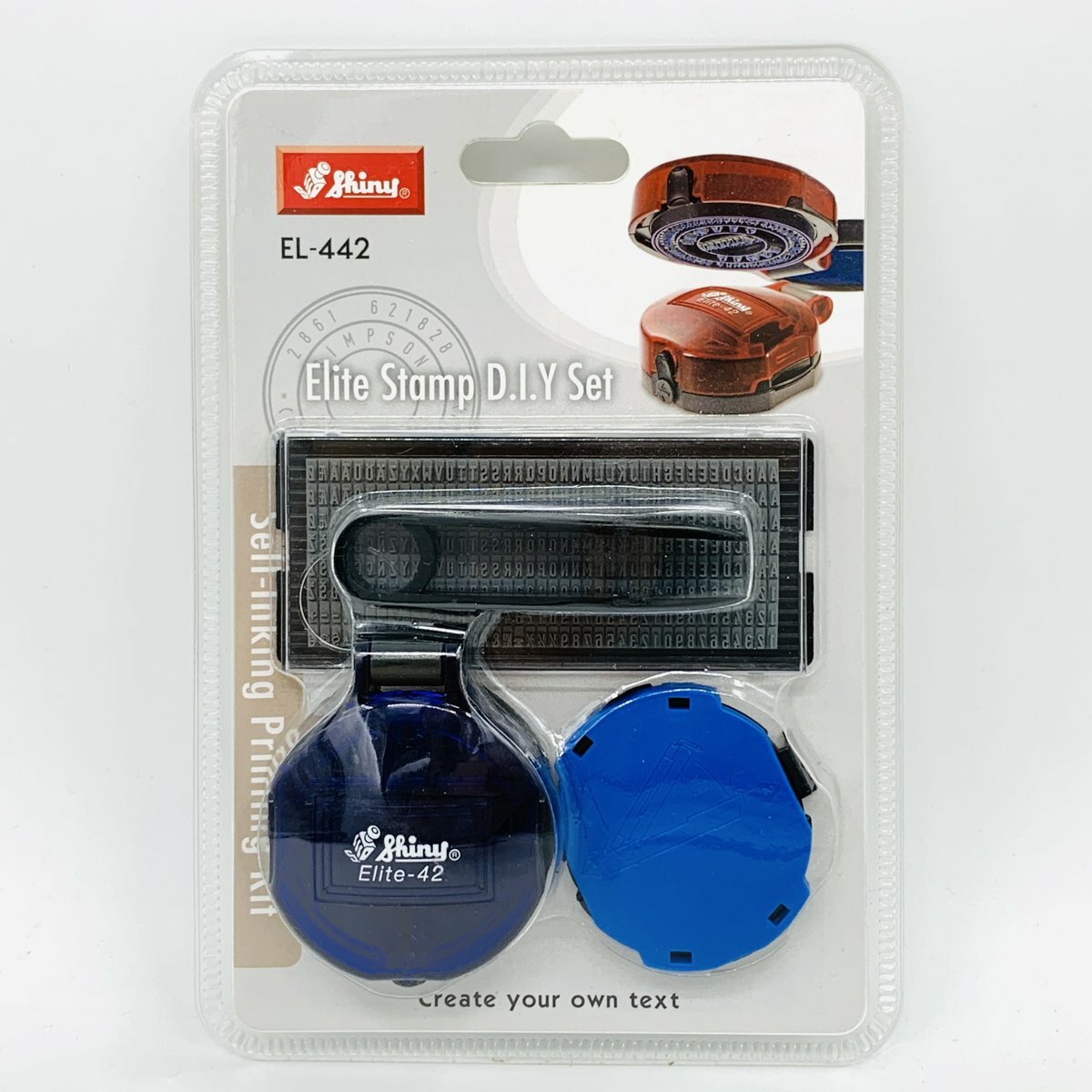 Shiny - 台灣 Shiny® EL-442 圓型DIY摺合式套裝字粒印章, 3mm 藍色《香港行貨》- 1 套