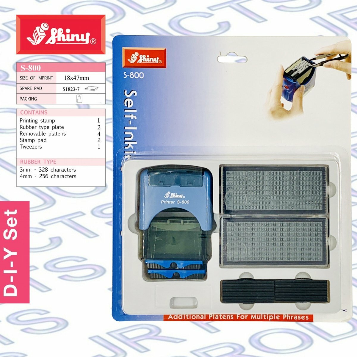 Shiny - 台灣 Shiny® S-800 D.I.Y.字粒組合印章, 3mm 及 4mm 藍色 《香港行貨》- 1 套