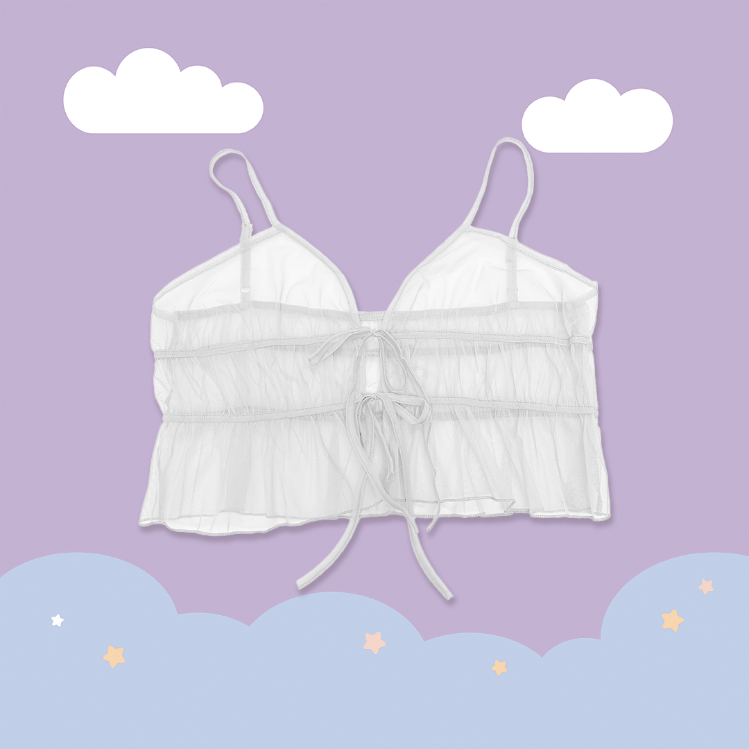 こ♡こ 綁帶雙面穿網紗透膚背心